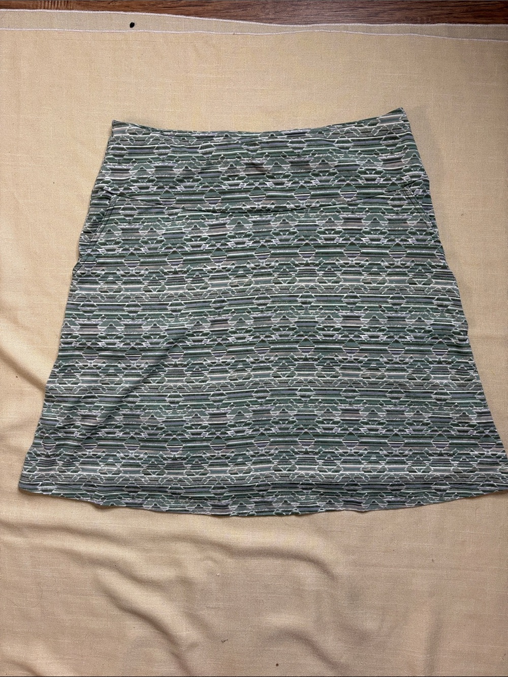 Classic A-Line Skirt in Green Geo Stripe